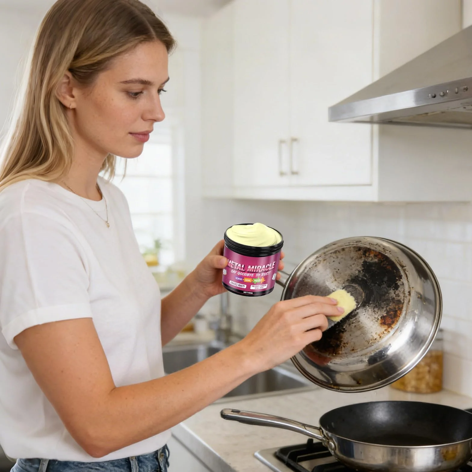 Środek do czyszczenia metali,150g Pasta Owiająca - Z gąbką do czyszczenia mosiądzu, miedzi, aluminium, garnków, naczyń kuchennych