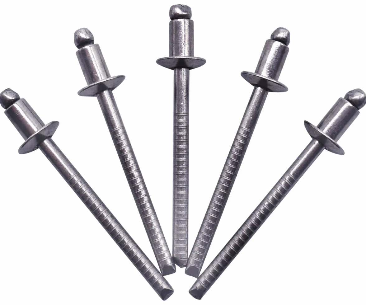 SKIR'CO (150 szt.) Nity do żaluzji ze stali nierdzewnej 4,0 x 6 mm, główka kopułowa, nity pop, DIN 7337, A2, rowkowany trzpień