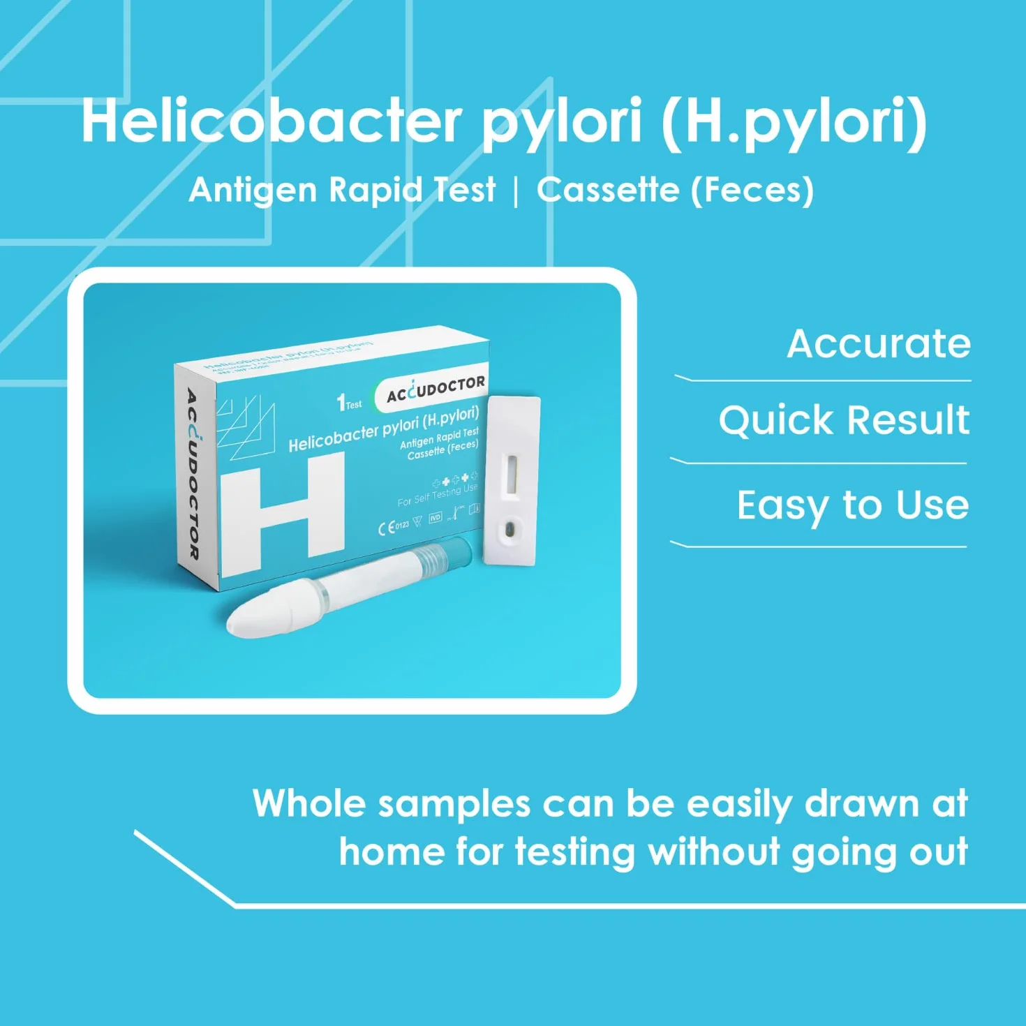 Accudoctor Helicobacter Pylori test kału detekcja antygenu autotest szybki test zestaw heliobacter priori check autotest domowy w domu autotest sprawdź test oddechowy tester test zdrowotny h.pylori