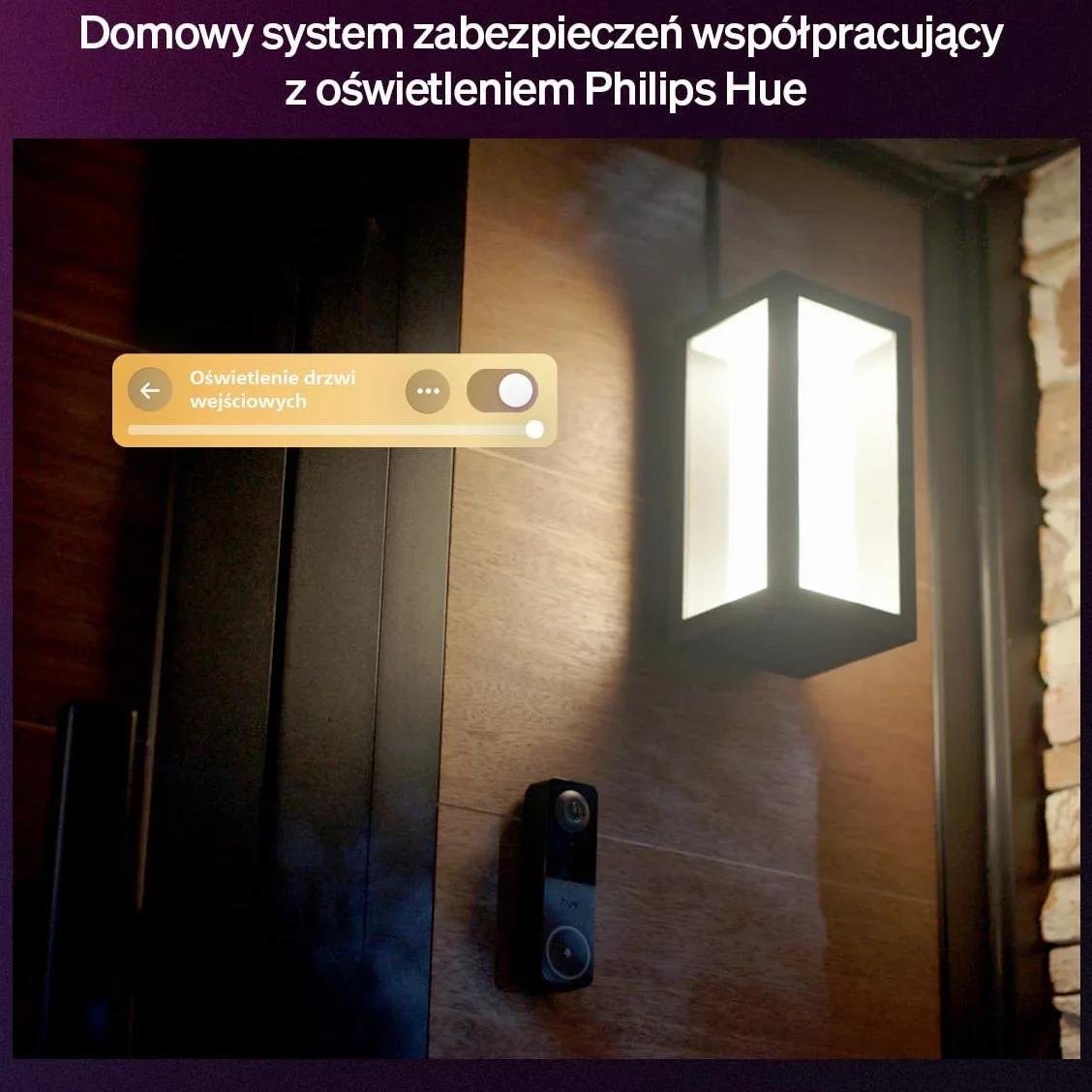 Philips Hue Secure Inteligentny dzwonek wideo, 2K, szeroki kąt, powiadomienia, integracja z oświetleniem Hue, rozmowa dwukierunkowa, realistycznie oddane kolory, noktowizor, czarny