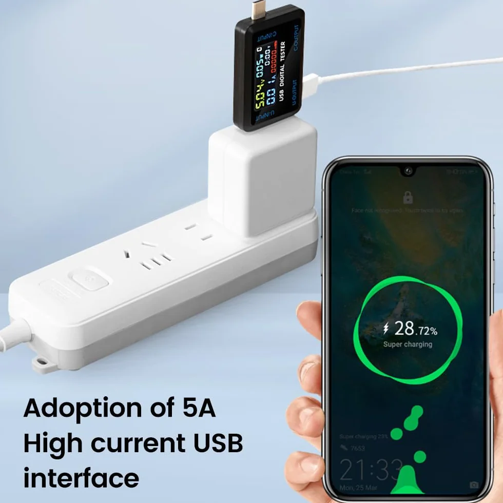 Tester USB, 4,5 – 36 V, USB + typ C, miernik 0-5 A, USB C, miernik napięcia ładowania, prąd ładowania, wydajność, tester ładowarki mobilnej