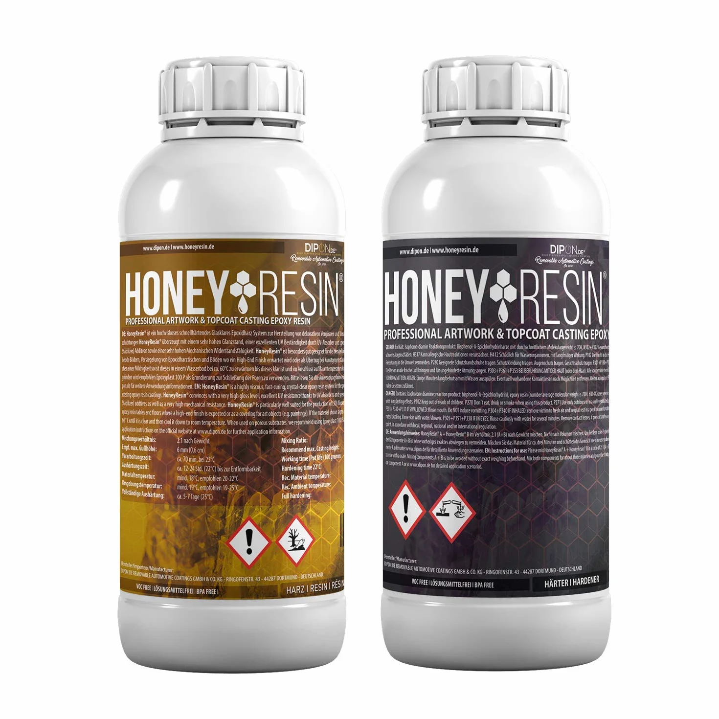 Żywica epoksydowa Honey Resin Professional ArtWork & TopCoat Żywica epoksydowa o wysokiej lepkości I Szybkoschnąca I Do uszczelniania drewna, płótna, podłóg 3D, blatów kuchennych, żywicy