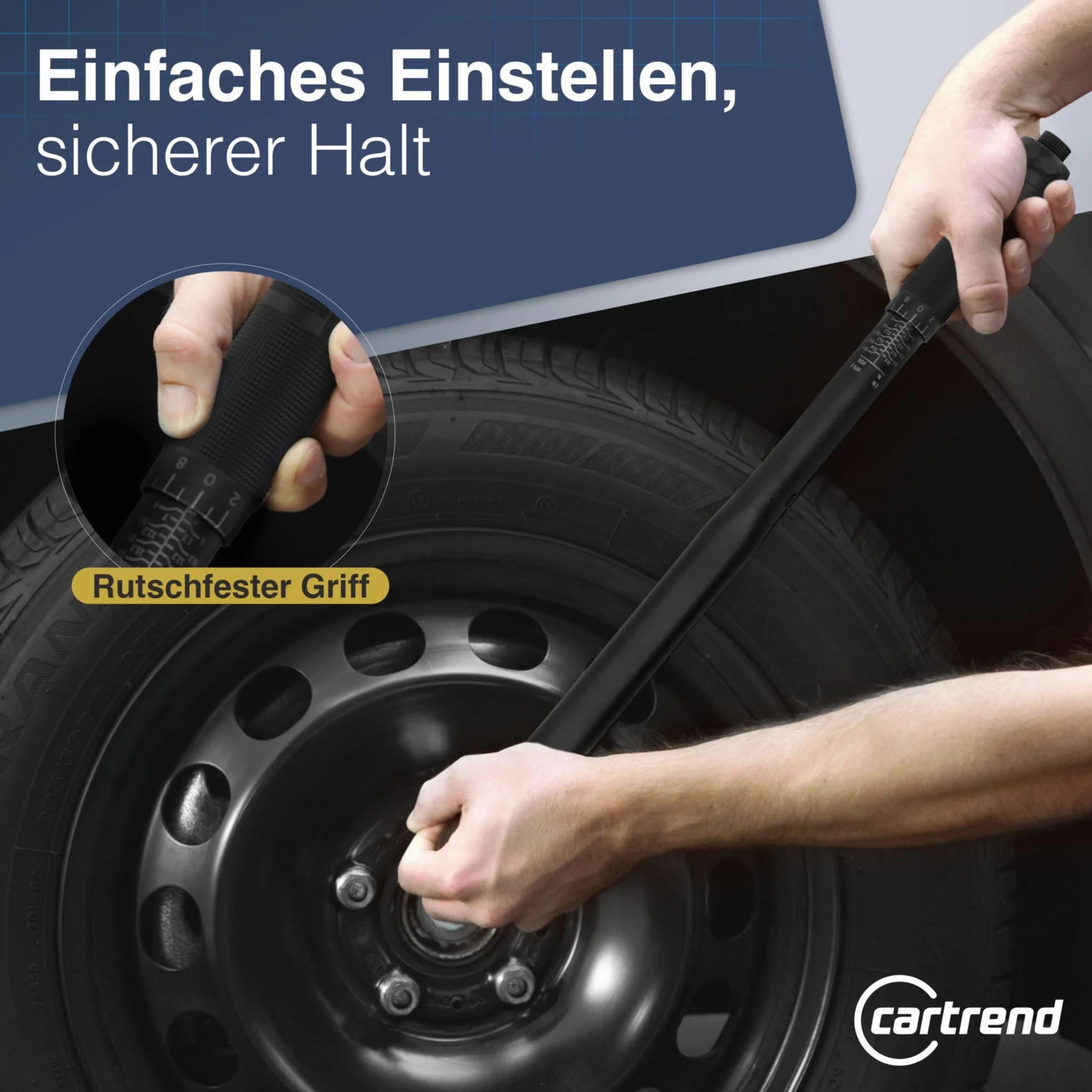 cartrend Klucz dynamometryczny do samochodu, zakres regulacji do 210 Nm, napęd 1/2" (12,7 mm) czworokątny, hartowany, chromowany i polerowany materiał, z antypoślizgowym uchwytem