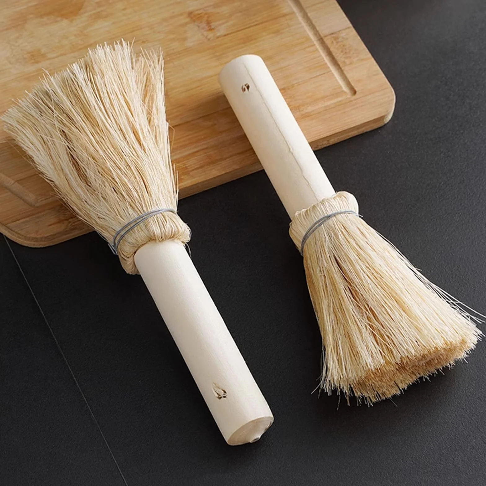 4 szczotki do mycia naczyń, naturalne włosie kokosowe i palmowe, ręcznie wykonana szczotka do garnków i mycia naczyń z długim trzonkiem, przyjazne dla środowiska szczotki do patelni, garnków,
