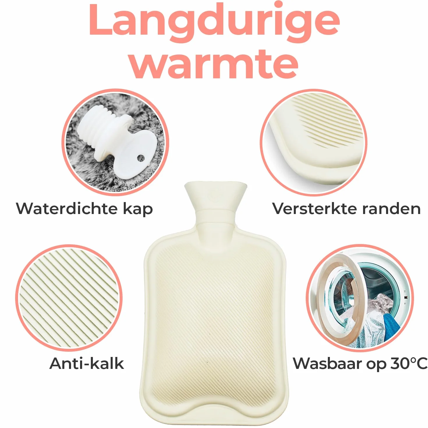 Rissler Termofor Premium z miękką poszewką 2 l – butelka na łóżko z naturalnego kauczuku – puszysta osłona na termofor, słodka, idealna na zimę i Boże Narodzenie (Essential Grey), szary