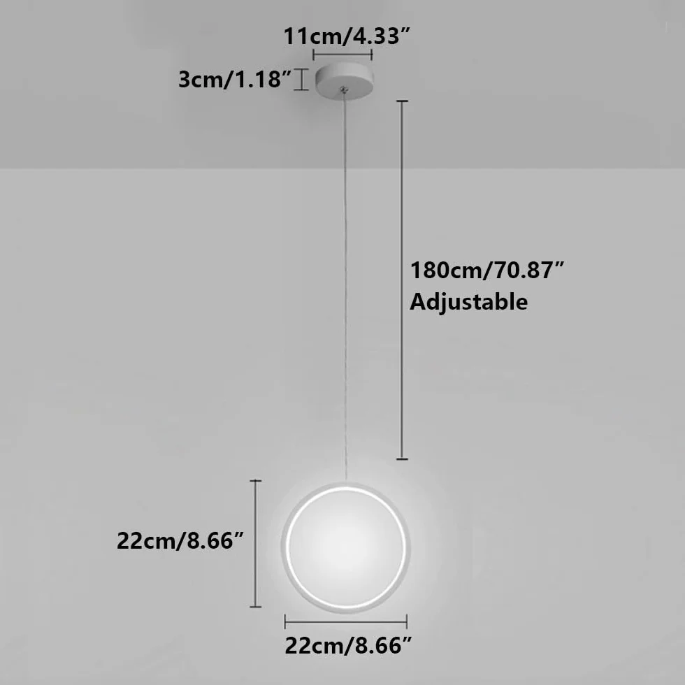 Nowoczesne oświetlenie wewnętrzne LED 10W Lampa wisząca Regulowana wysokość 180 CM Lampa wisząca Ciepłe światło Białe światło Żyrandol Pierścień LED Zawieszenie Oprawy ścienne Oprawy oświetleniowe do