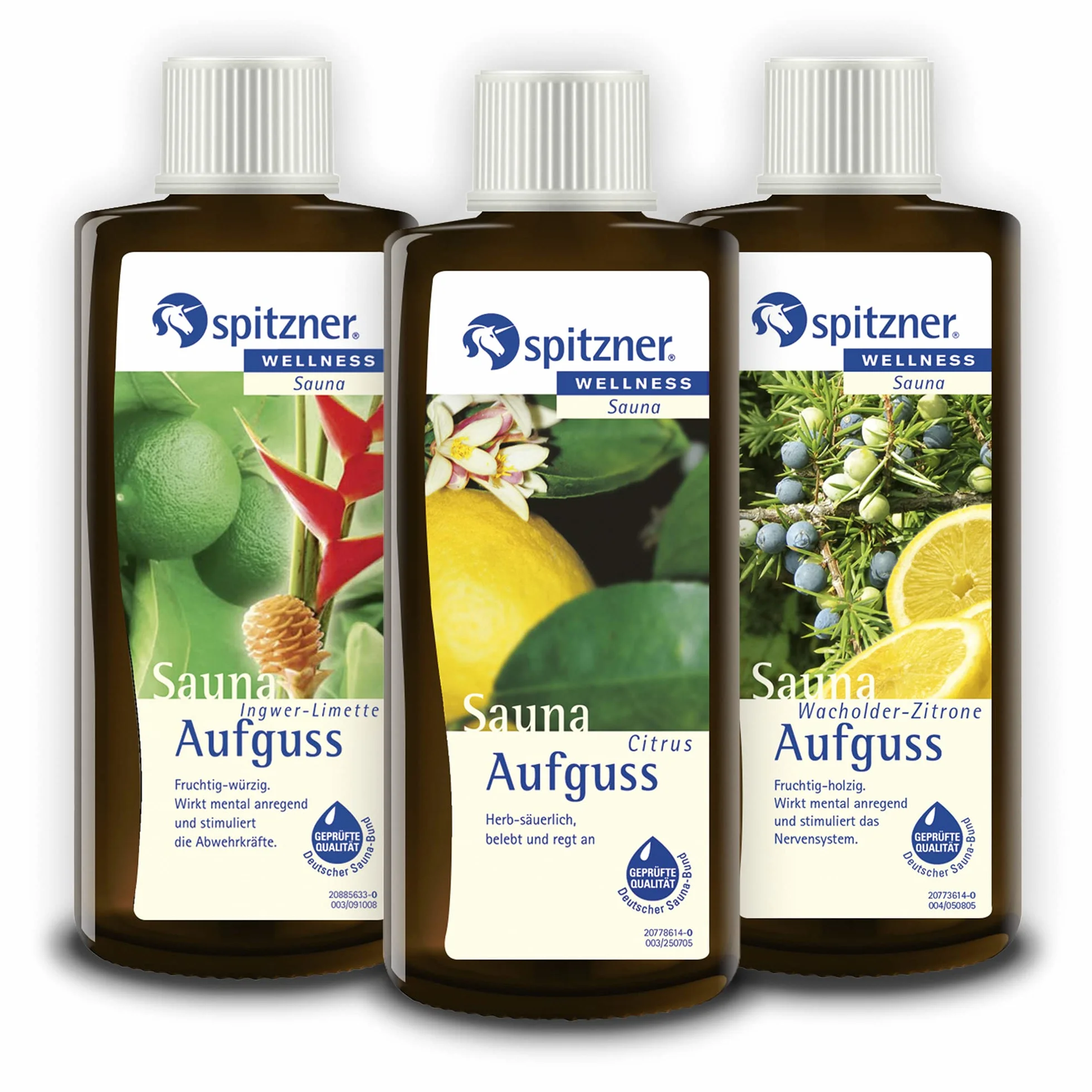 Spitzner Zestaw esencji do sauny 3 x 190 ml imbir limonka cytrusy jałowiec cytrynowy