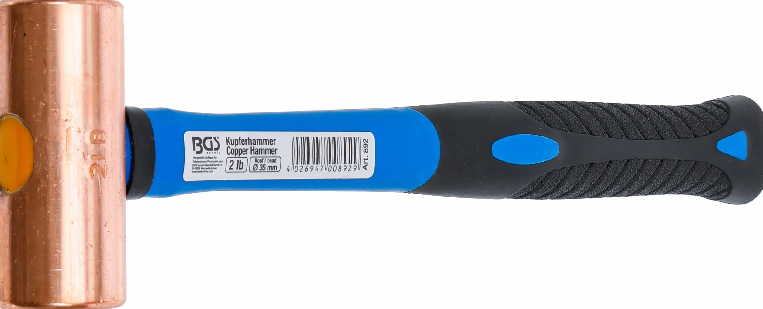 BGS 892 | Młotek miedziany | trzonek z włókna szklanego | Ø 35 mm | obuch 907 g (2 lb)