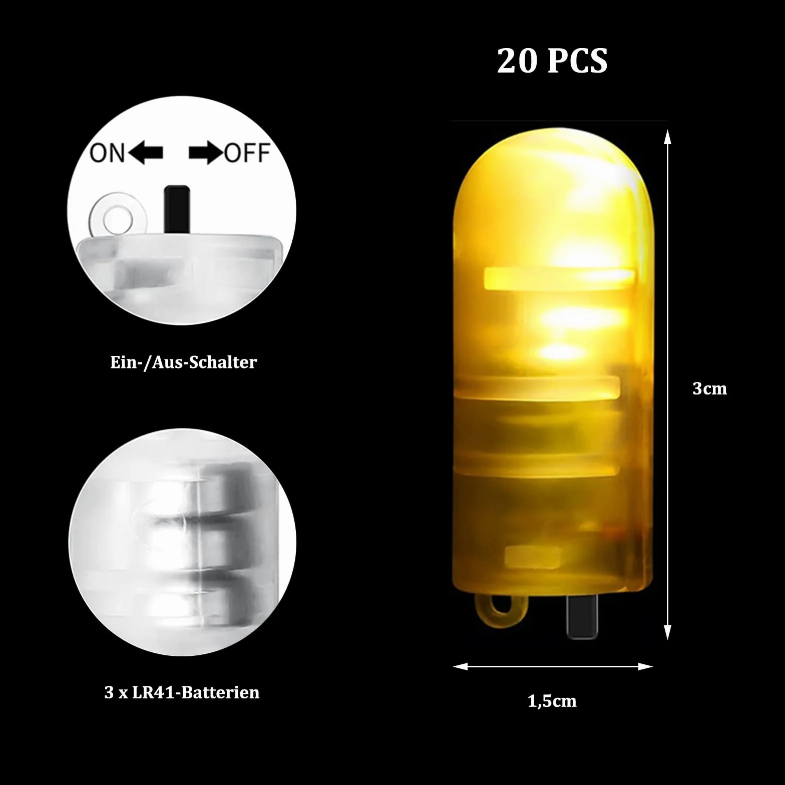 ENLACE Mini żarówki LED do balonów, 20 sztuk żarówek LED zasilanych na baterie, ciepła biel, mini światło LED, żarówka do balonów, latarni papierowych, na wesele, Halloween, Boże Narodzenie, dekoracja