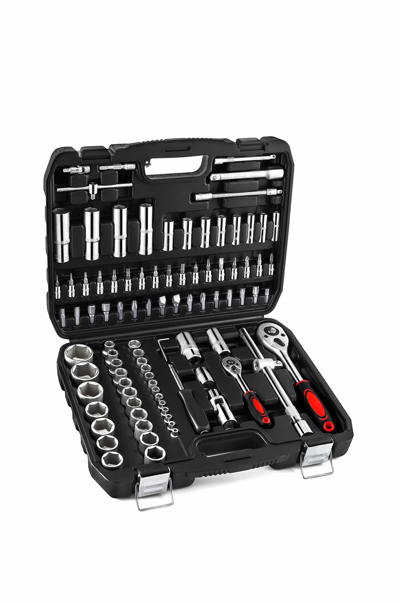 94 szt. klucz do gniazda wtykowego Standard (Sae) And Metric 1/4, 3/8 And 1/2 Drive Socket Set, Extension Bars, Sockets, Quick Release Reversible Ratchet, Fit For Diy Car Motorcycle Repair, Plastic