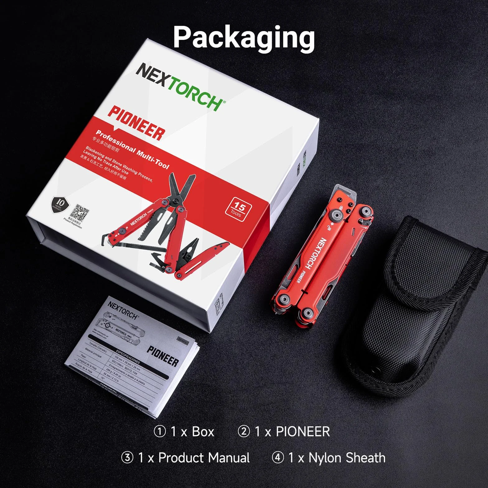 NEXTORCH Wielofunkcyjne szczypce składane 14 w 1, narzędzie wielofunkcyjne 60 mm z nożyczkami, przecinak do lin, otwieracz do puszek, śrubokręt, do użytku na zewnątrz, na kemping, narzędzia