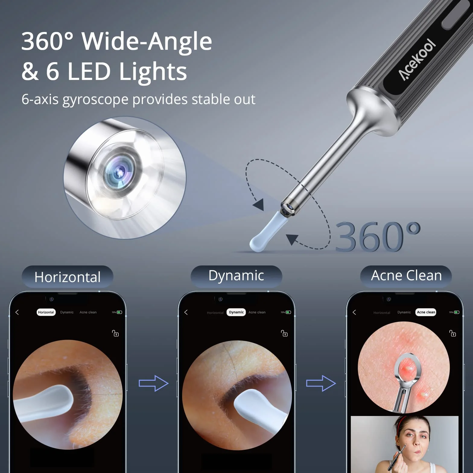 Acekool Wifi urządzenie do usuwania woskowiny usznej, aparat fotograficzny 5 MP HD IP67, ultracienkie, wodoszczelne lusterko do uszu, 3,5 mm, endoskop z 6 diodami LED do iPhone'a, iPada i smartfonów z