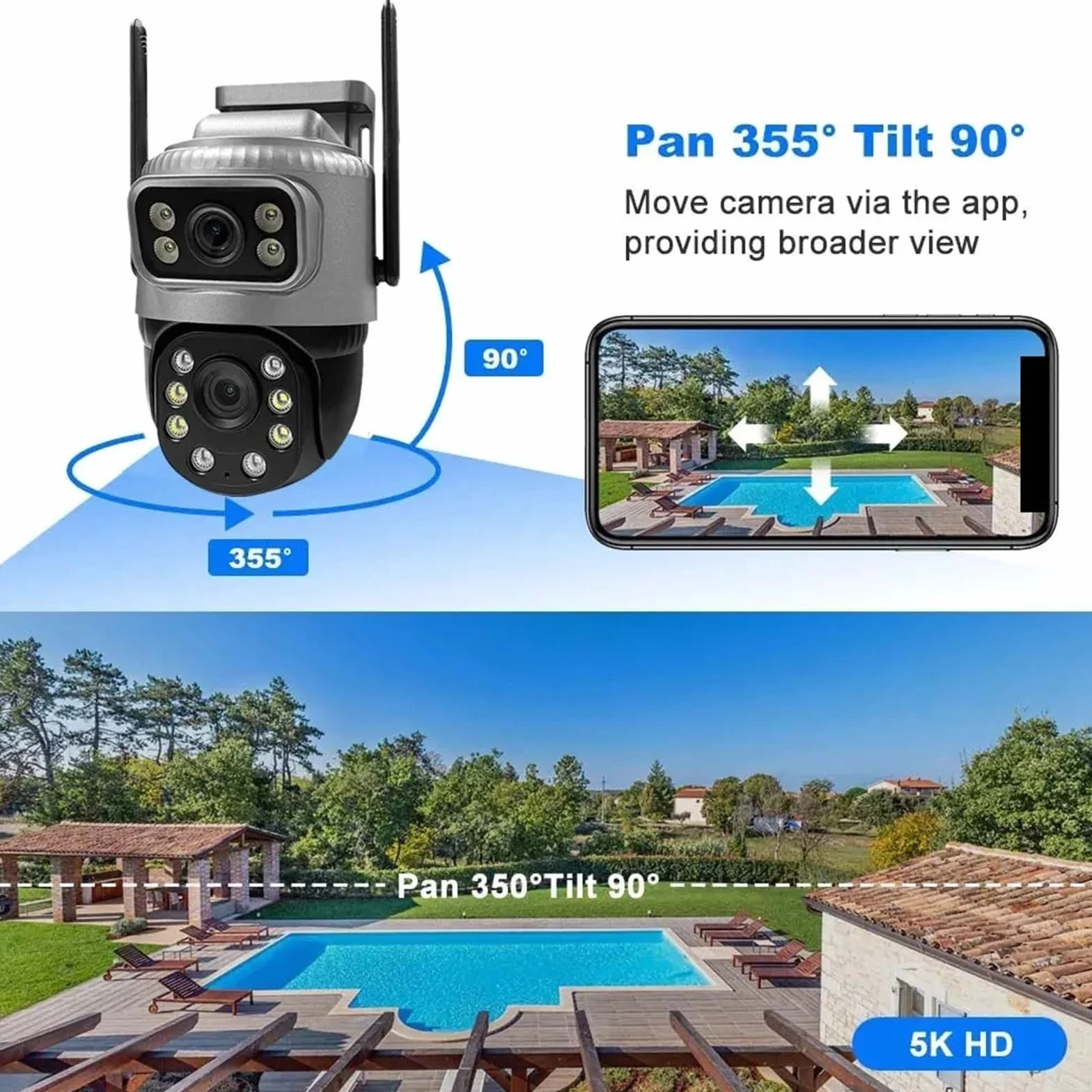 Kamera IP 4G z podwójnym obiektywem, 4 MP, 4K, wodoodporna, do monitoringu zewnętrznego, inteligentny dom, noktowizor, ochrona CCTV,Spokój ducha zawsze(WIFI Cam 128G Card)