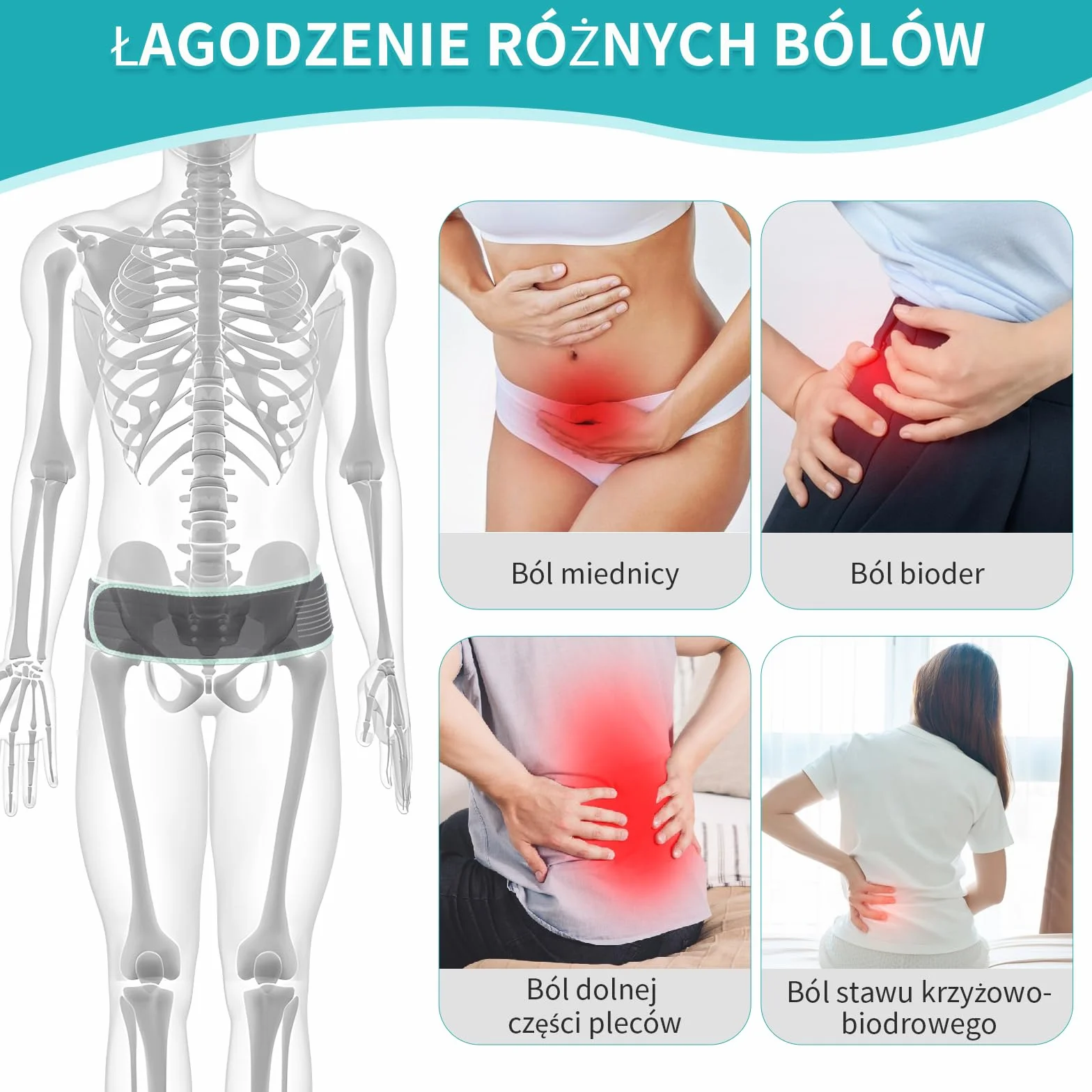 Pas biodrowy SI na rwę kulszową do stawu krzyżowo, Black