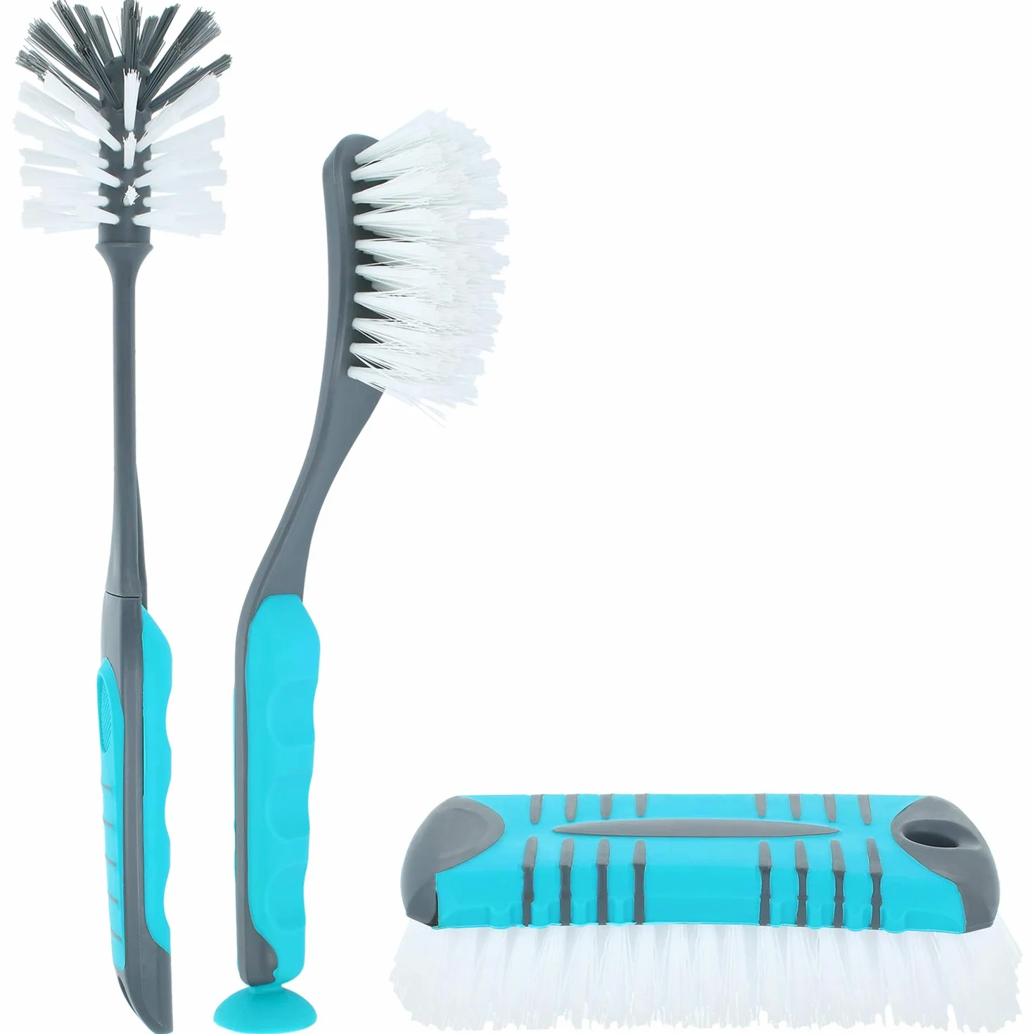 COM-FOUR® 3-czesciowy zestaw szczotek do naczyn i szczotek do szorowania - szczotka do naczyn z przyssawka - okragla szczotka do szorowania naczyn