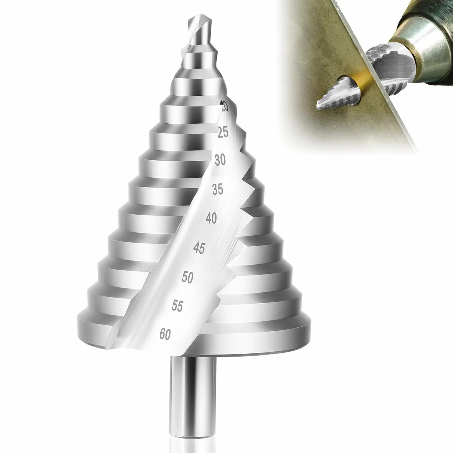 HSS wiertło stopniowe 6-60 mm, wiertło do obierania z 12-stopniowym wiertłem stożkowym, precyzyjne wiertło z rowkiem spiralnym, 13 mm trzpień wiertło stopniowe do metalu, drewna i tworzywa
