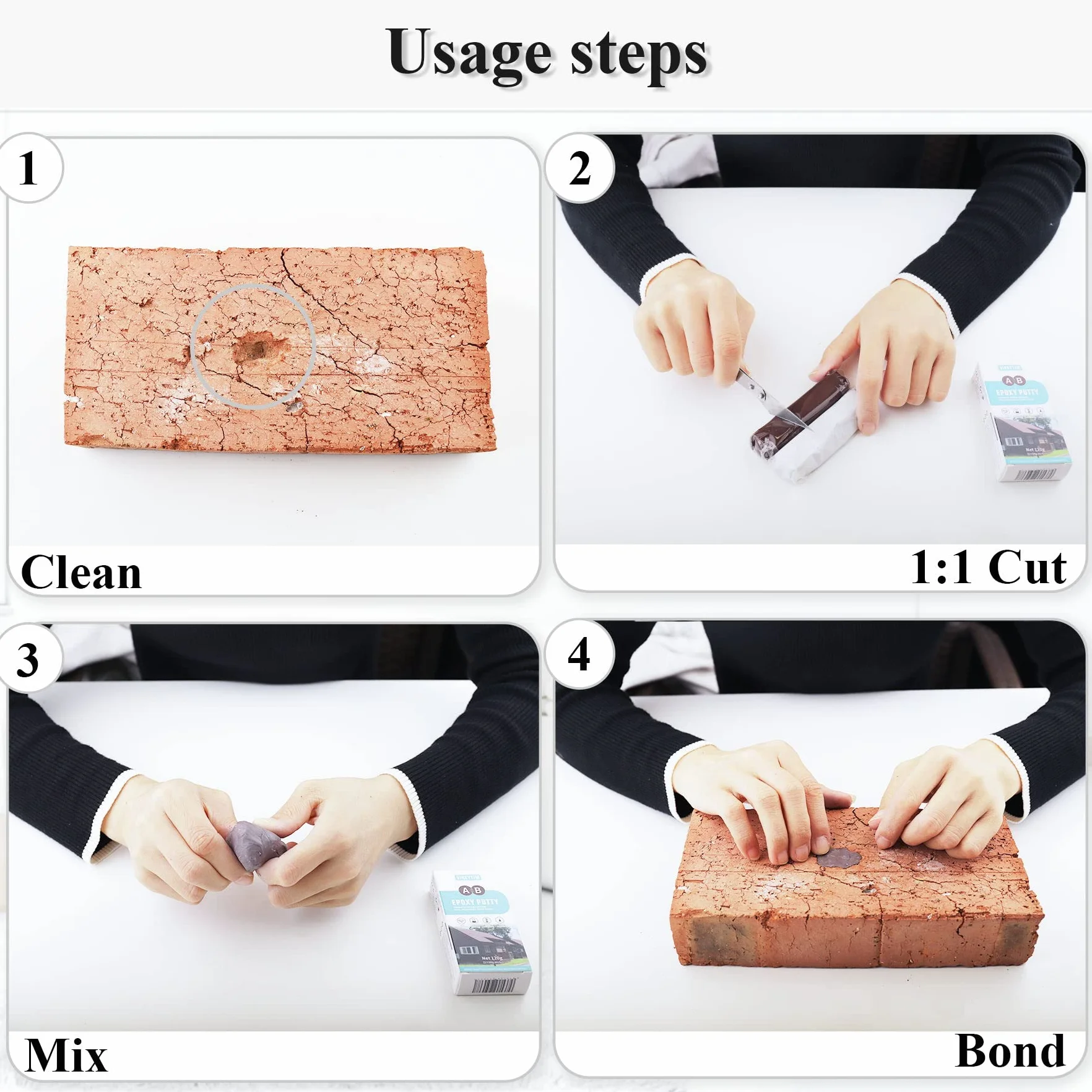 Epoxy plastelina 120g, 2-składnikowy klej do drewna, metalu, kamienia, twardego plastiku, akrylu, ceramiki, szkła, akrylu, akrylu, klejenia, bardzo twardy, odporny na wysokie (brązowy)