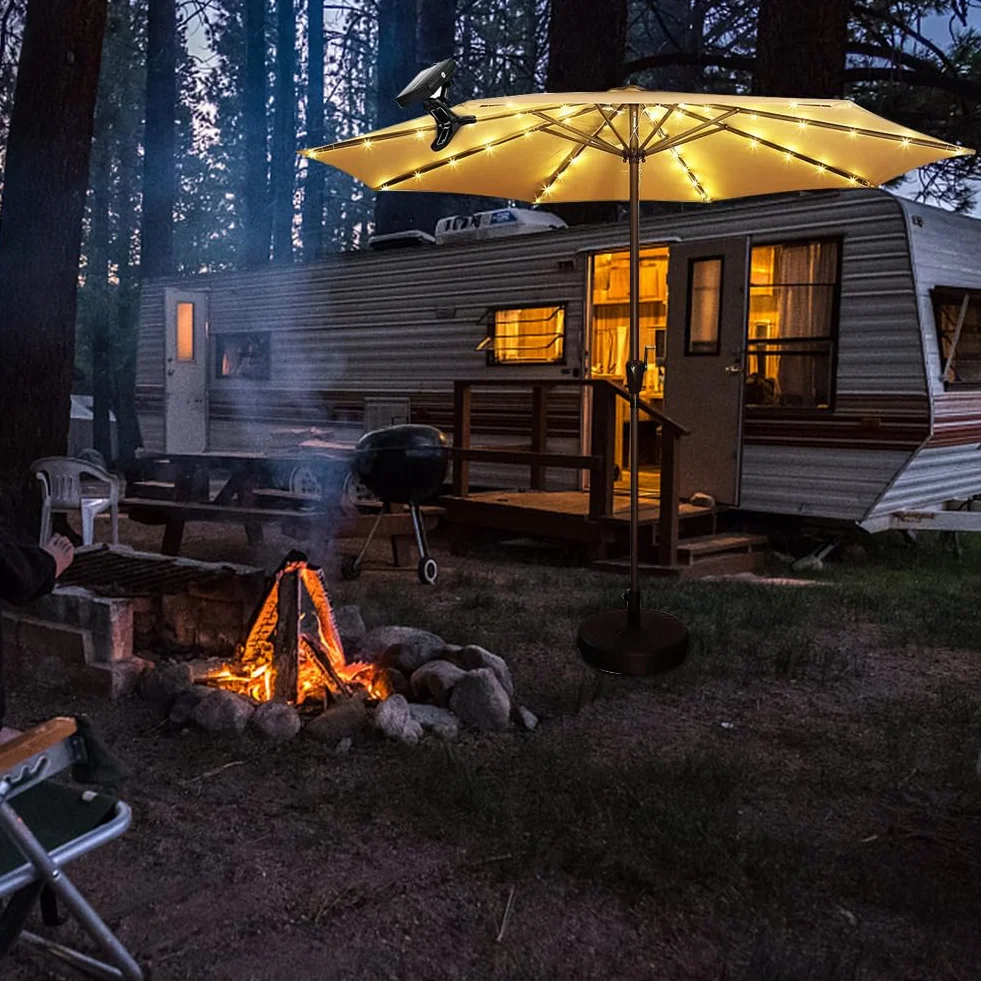 Bezprzewodowy parasol świetlny IP65, wodoodporna lampa kempingowa, 8 trybów oświetlenia, łańcuch świetlny LED, ładowany przez USB, pilot zdalnego sterowania, do namiotu plażowego, kempingu,