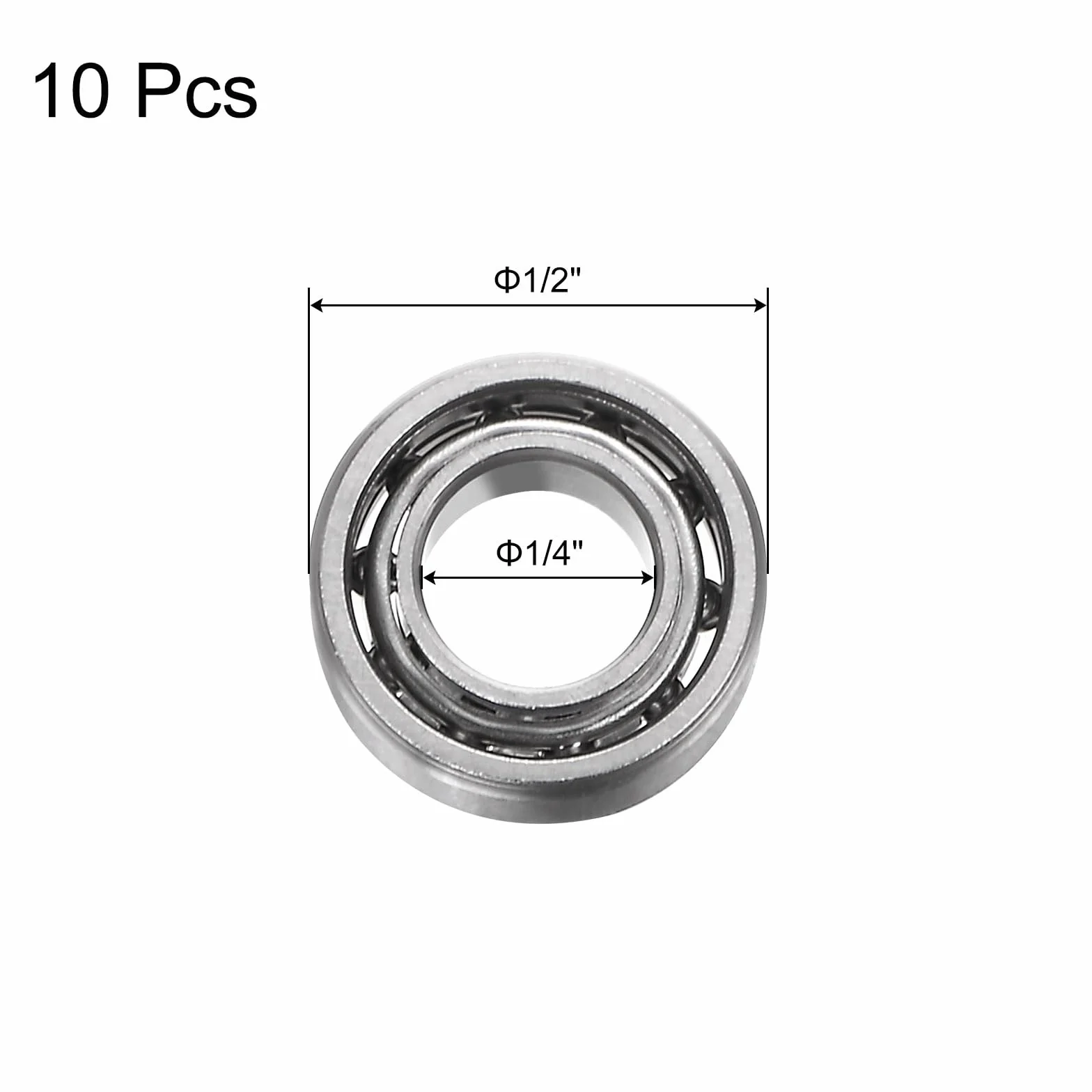 sourcing map R188 łożysko kulkowe zwykłe, 10 sztuk 1/4" x 1/2" x 3/16" otwarta konstrukcja ze stali chromowanej
