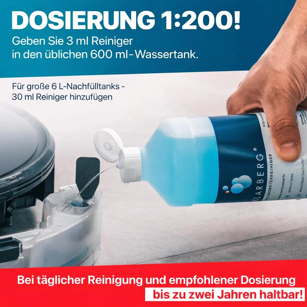 KLARBERG® 4 x 1 l środek do czyszczenia podłóg, koncentrat 1:100, świeży zapach z naszym środkiem czyszczącym do odkurzacza I środek czyszczący do robota odkurzającego, laminatu, płytek