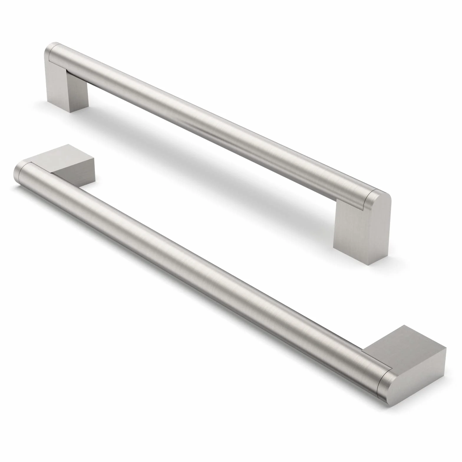 FURNIWARE 10 uchwytów meblowych ze stali nierdzewnej, rozstaw otworów 224 mm, szczotkowany nikiel satynowy, uchwyty do szafek