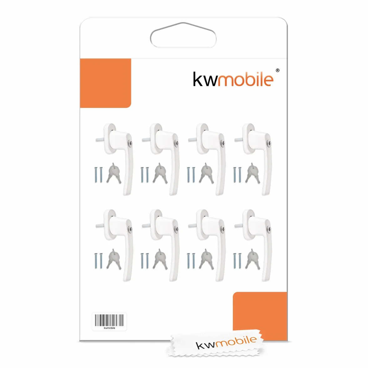 kwmobile Zamykane uchwyty okienne (8 sztuk) - wymienne uchwyty do okien i drzwi z PCW o długości wrzeciona 35 mm, zamek, klucz - biały RAL 9016