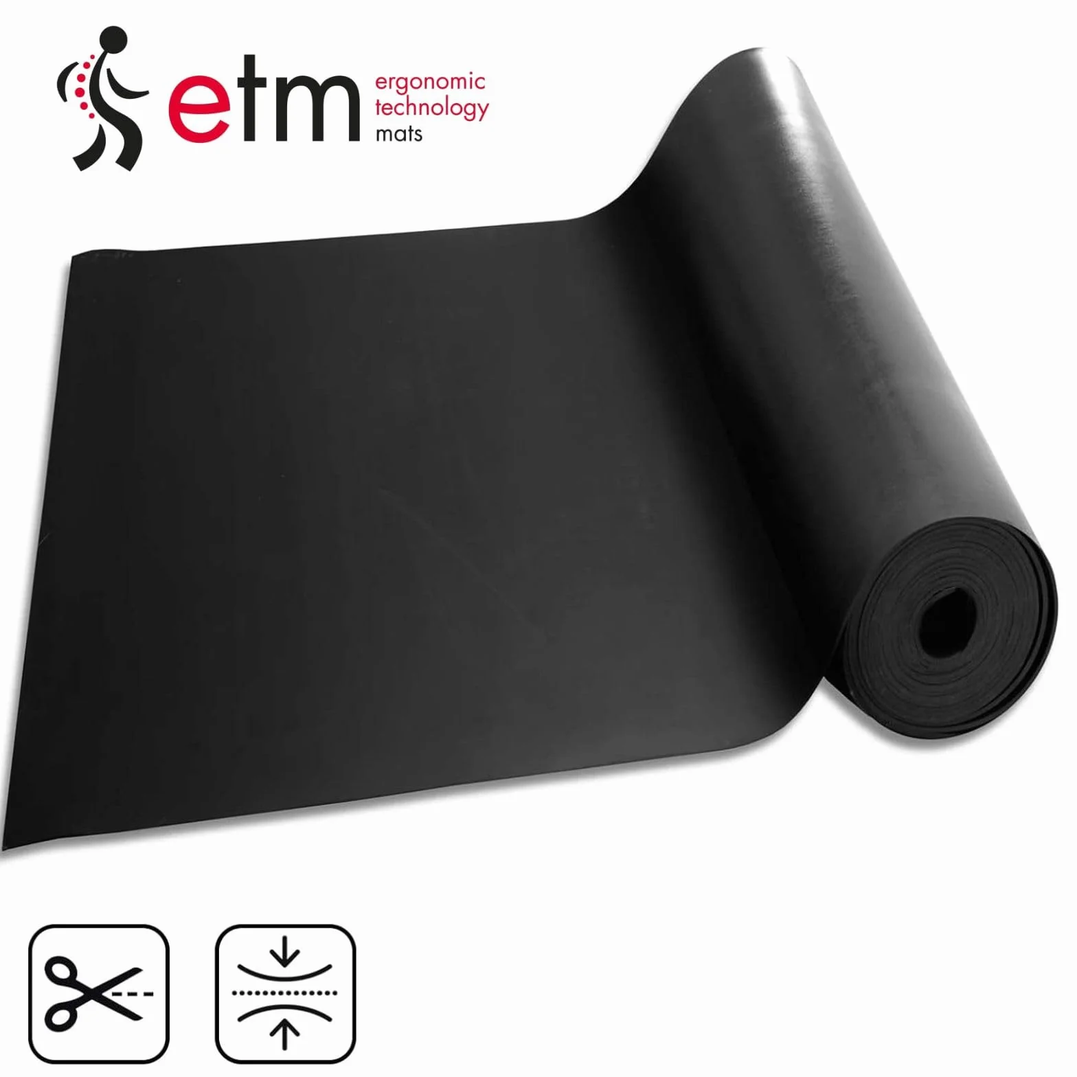 ETM SBR Mata gumowa 120 x 50 cm. 10 mm - sprzedawana na metry – czarna i gładka – mata ochronna budynku, mata antypoślizgowa, gumowa mata podłogowa – wykładzina podłogowa, gumowa płyta gumowa paski
