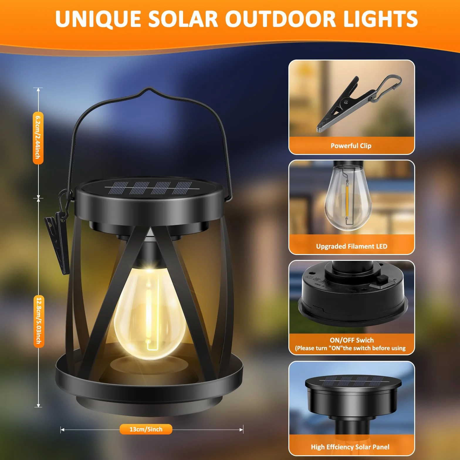 Metalowa latarnia solarna IP65 2 sztuki wiszące lampiony LED ogrodowe