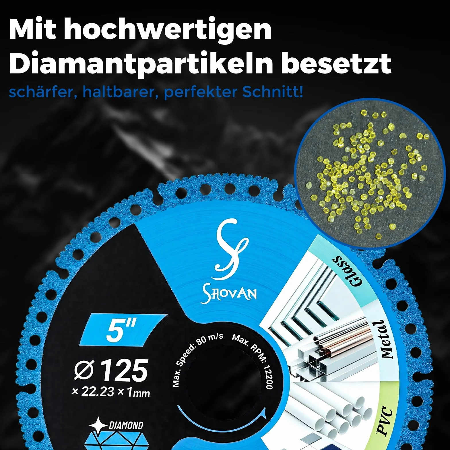 Diamentowa tarcza tnąca 3 sztuki, Ø 125 mm x 22,23 mm do szlifierek kątowych – uniwersalne ostrze diamentowe do płytek, PCW, metalu, szkła, profesjonalna tarcza tnąca do precyzyjnego cięcia