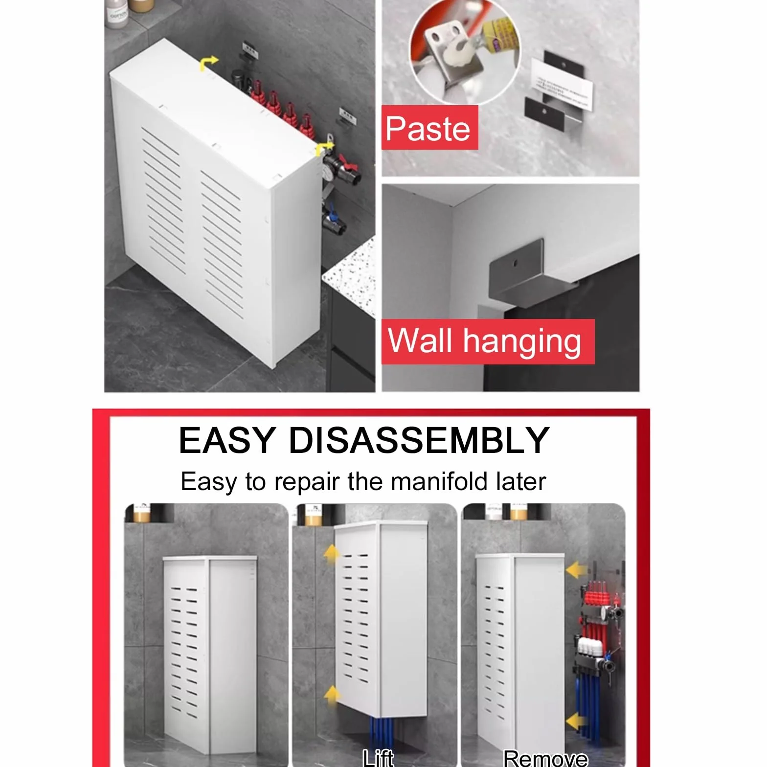 EasytoClean Wodoodporna osłona grzejnika i półka, podwójne drzwi, panele z tworzywa sztucznego, idealna do organizacji domu (60 x 60 x 15 cm)