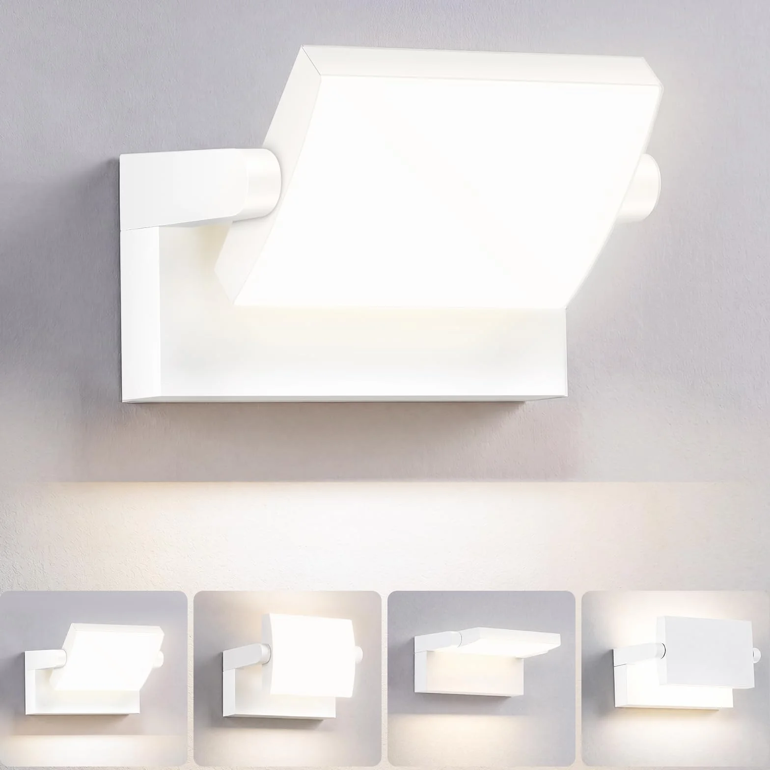 Zewnętrzna lampa ścienna 40 W, obracana o 350°, biała lampa zewnętrzna 4000 lm, naturalna wodoodporna IP65