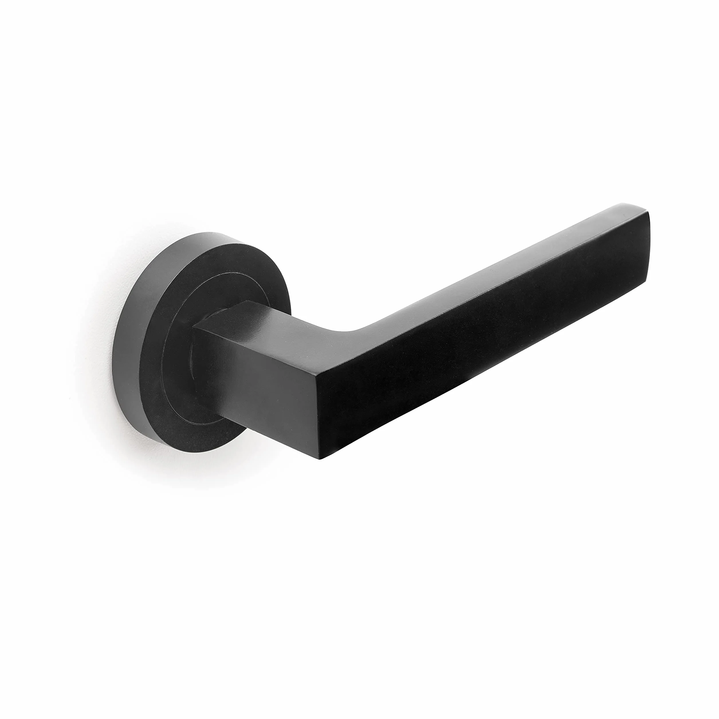 Emuca Klamka do drzwi wewnętrznych z okrągłą rozetą 50mm Aluminium Czarna 5 par