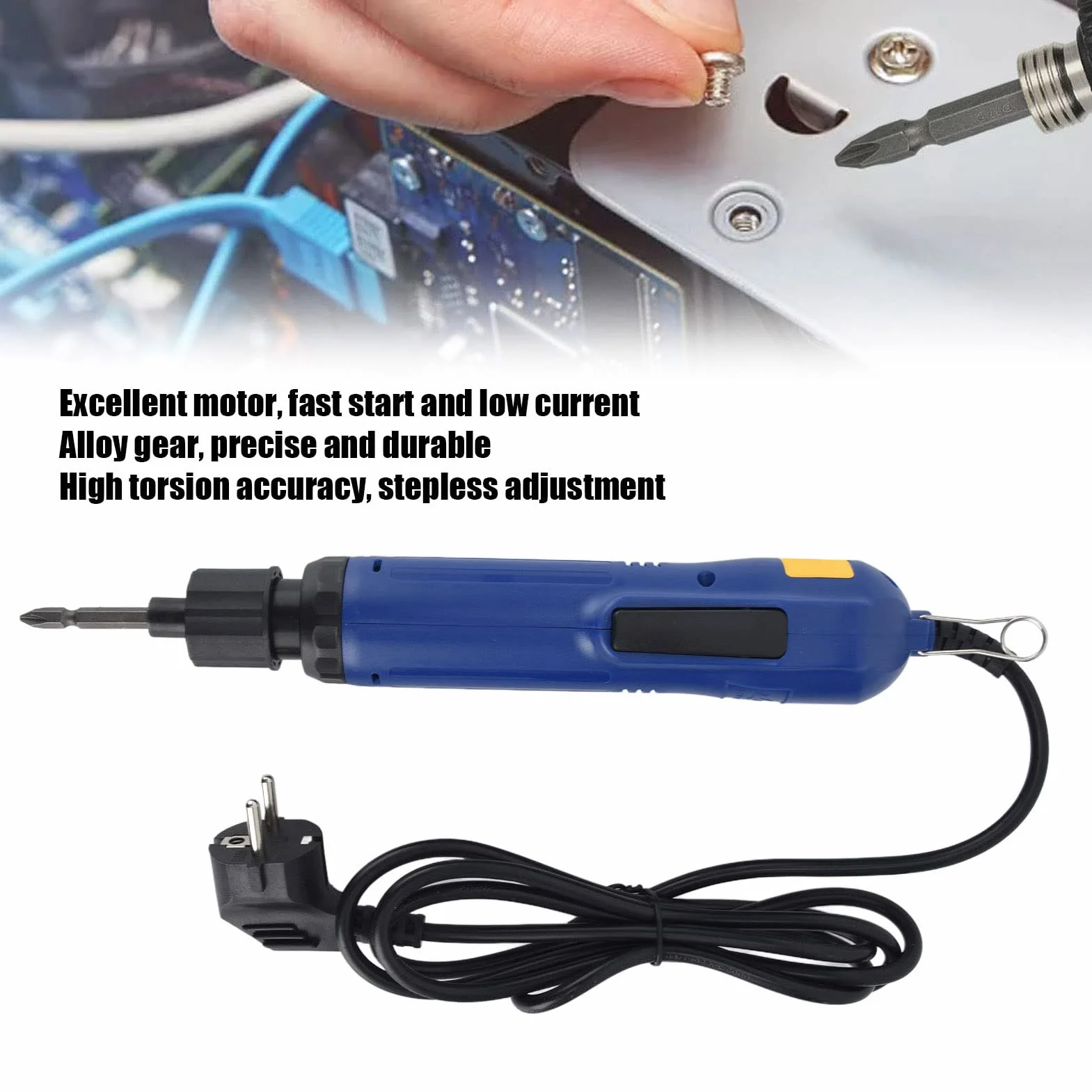 Zestaw wkrętaków elektrycznych, akumulatorowych, wkrętarek, bitów, wtyczka europejska, 220 V, prosta, sześciokątna wkrętarka elektryczna, wkrętak do wkrętarki z bitem 1/4 cala, do stali i drewna