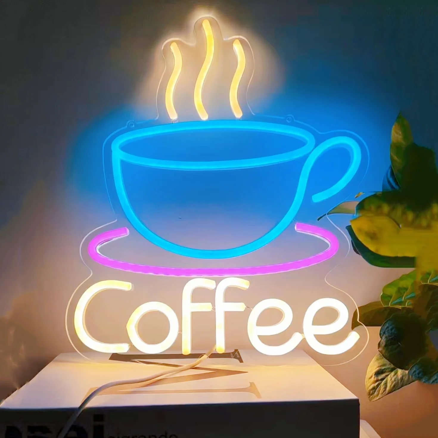 Neonowy znak LED na kubek do kawy 5V USB akrylowy neon z przełącznikiem ściemniania