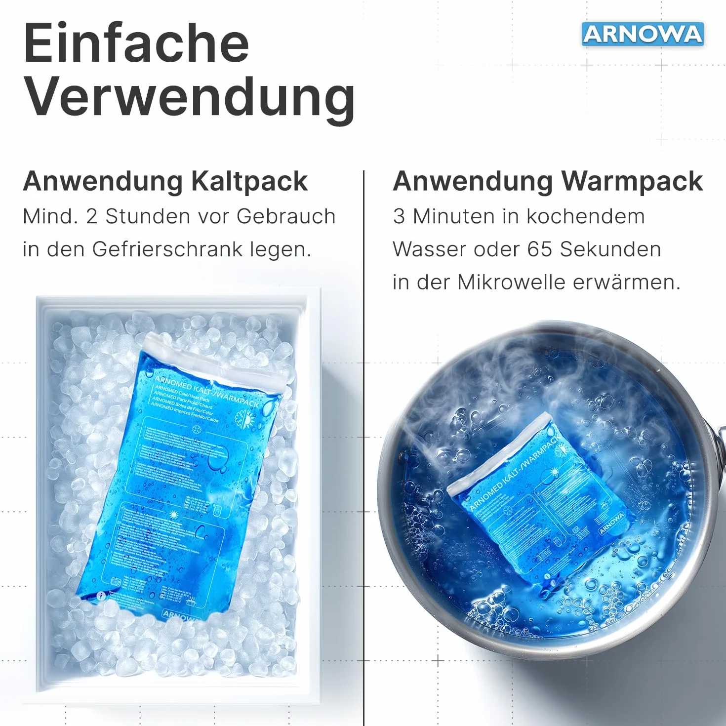 ARNOMED® Żelowe kompresy chłodząco-rozgrzewające 12x20 cm wielorazowe