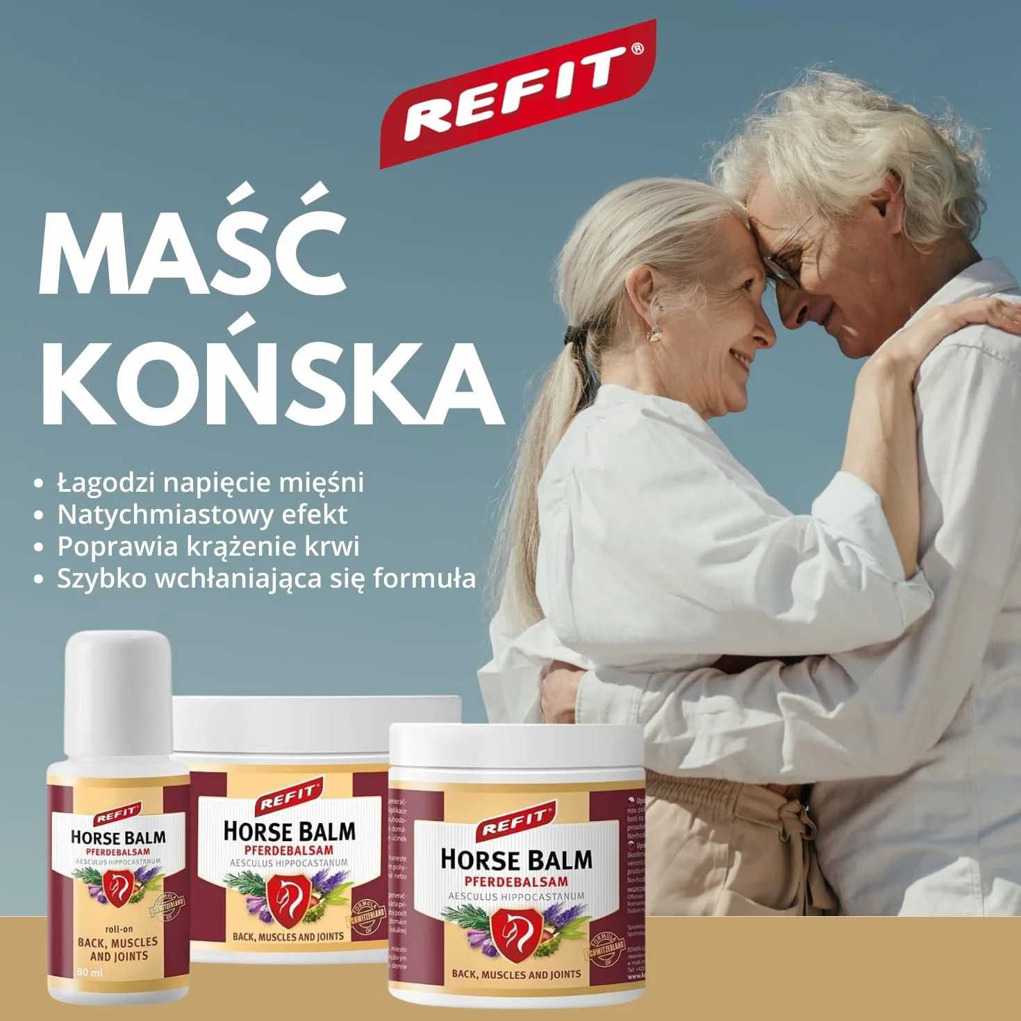 Refit Maść Końska 230 ml - Extra Maść Przeciwbólowa- zrównoważona kombinacja ziół - Kasztanowiec - dla pleców, mięśni i stawów - wspomaga krążenie i regeneracje