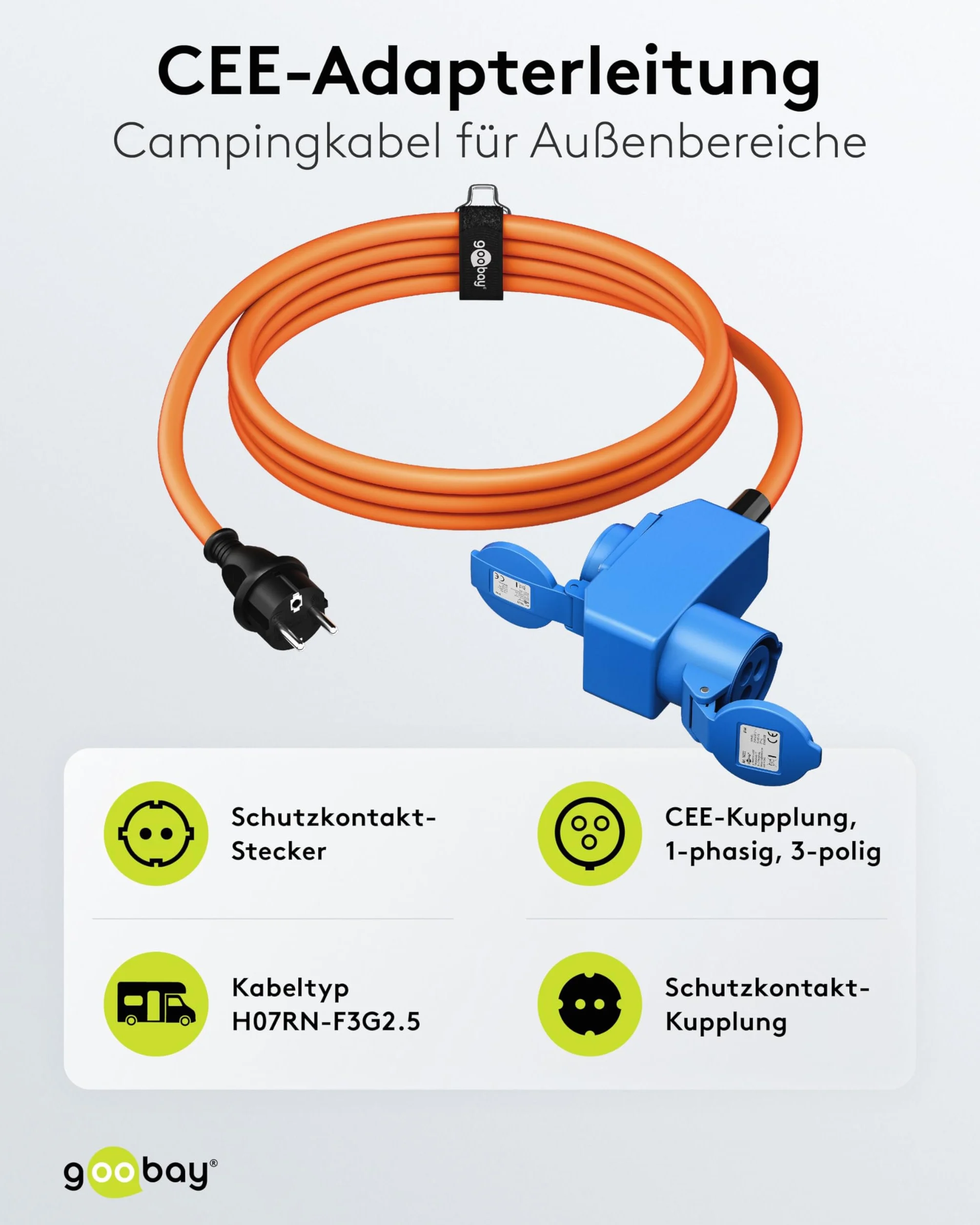 goobay Kabel adaptera CEE do przyczepy kempingowej 1,5 m