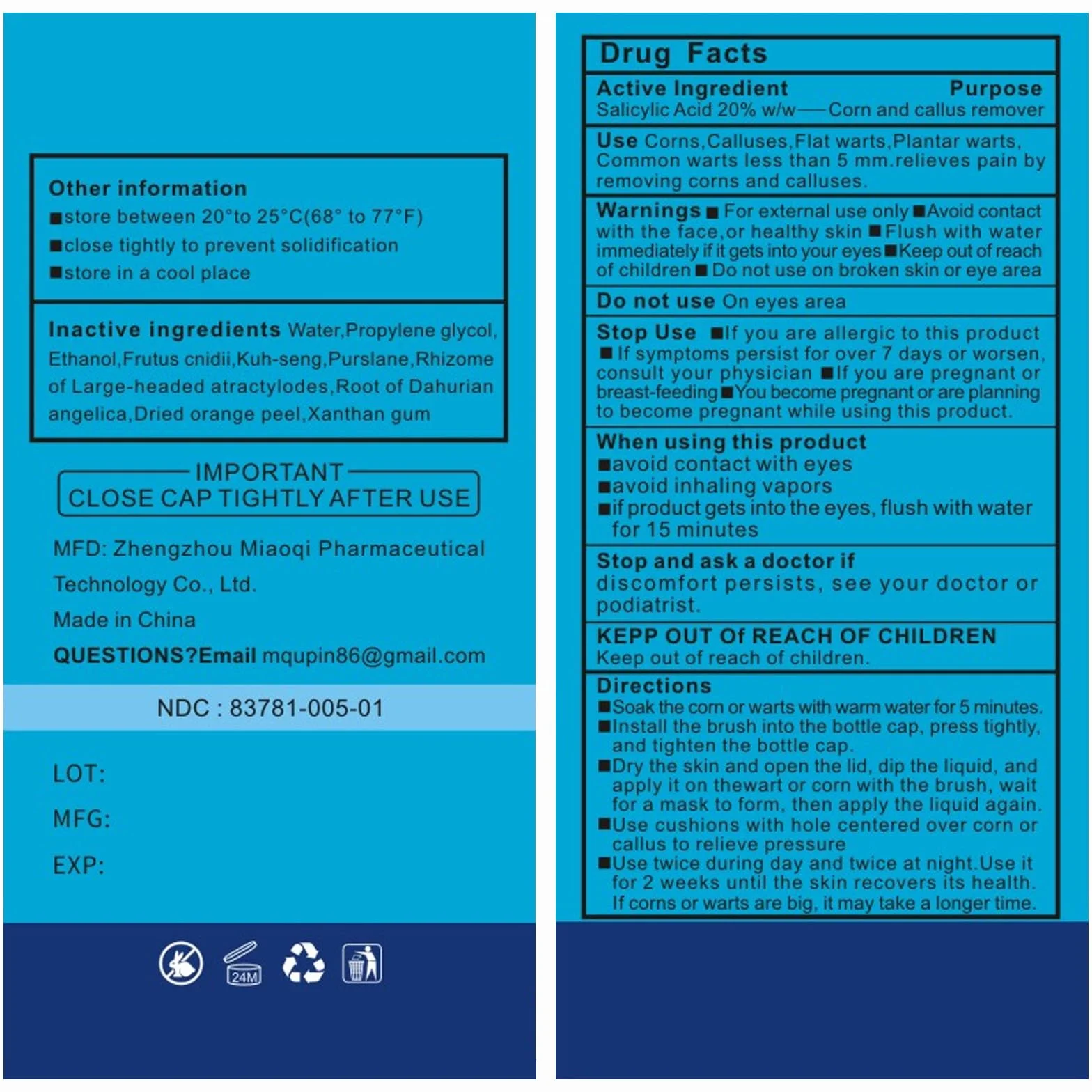 MQUPIN Środek do usuwania odcisków 15 ml