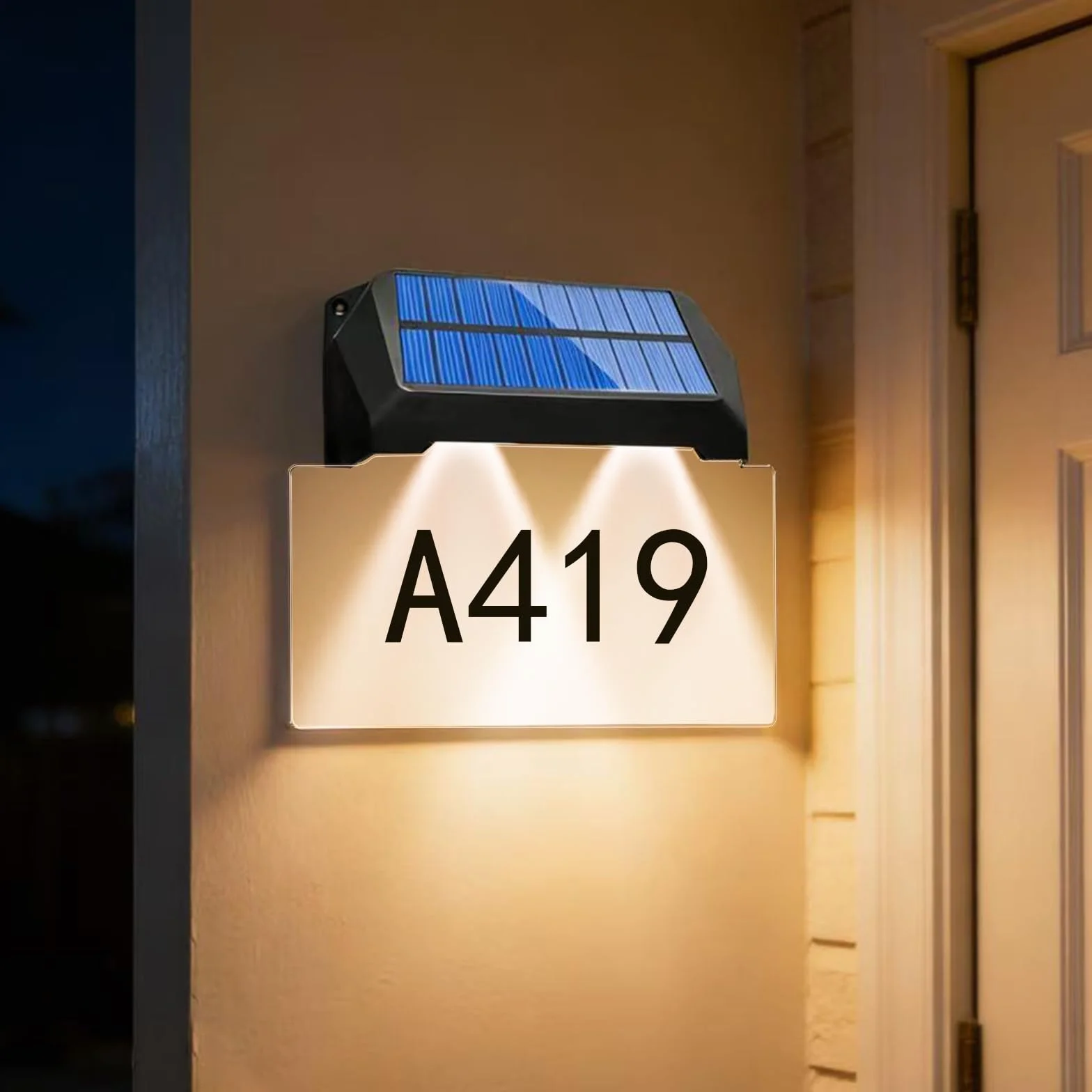 Solarnie podświetlany numer domu, lampa z numerem domu, nazwa ulicy 1200 mAh, płyta akrylowa, IP65, wodoszczelna do zewnętrznych tablic adresowych, 10 kolorów