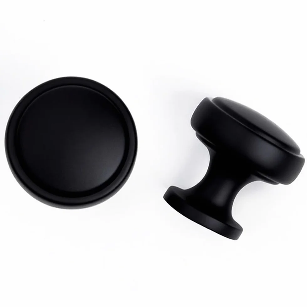 Gałka do szafki ze szczotkowanego brązu, lita ze stopu cynku, 10 sztuk, okrągły radełkowany uchwyt do szafek, okucia do szuflad (16, Soft-Touch Black)