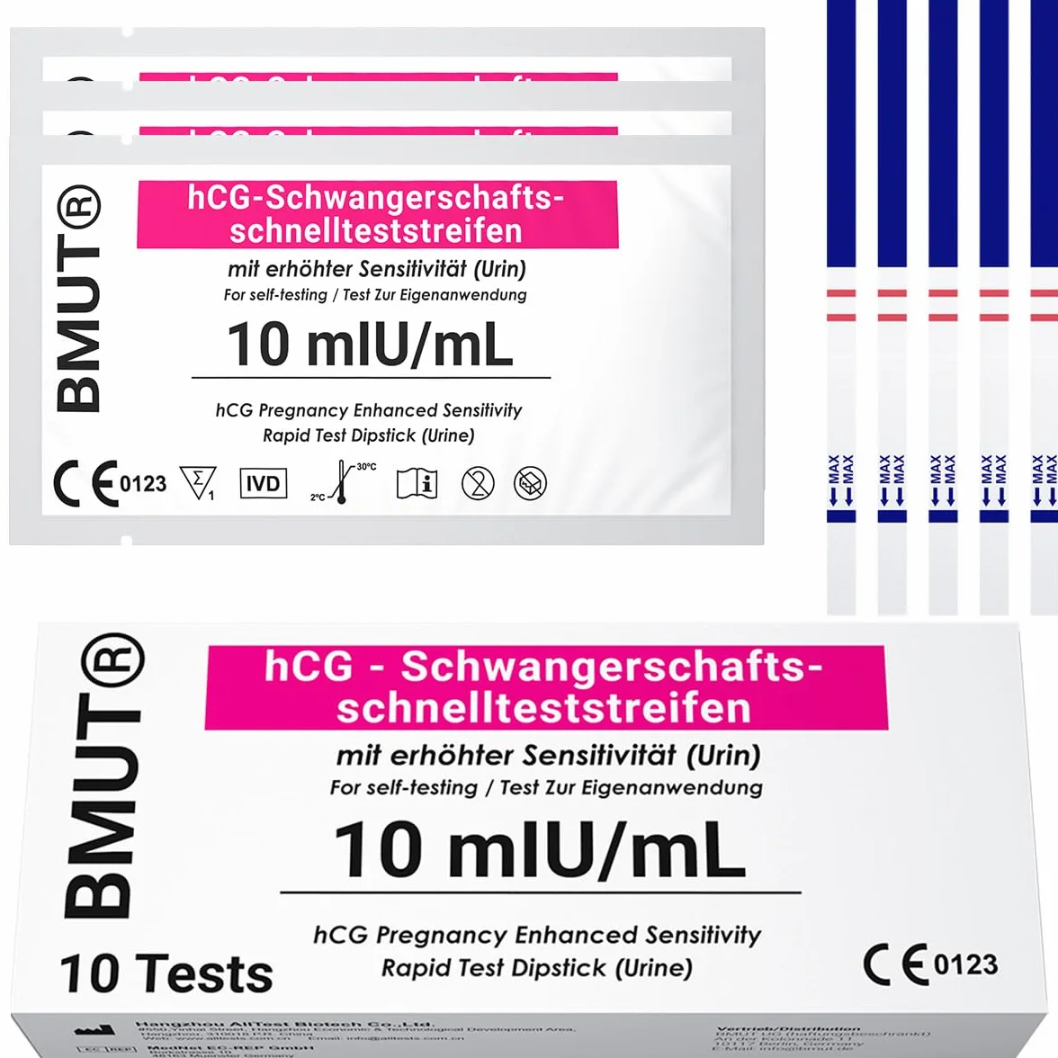 Test ciążowy 10 mIU/ml czuły wczesny wykrywanie hCG zestaw 10 pasków