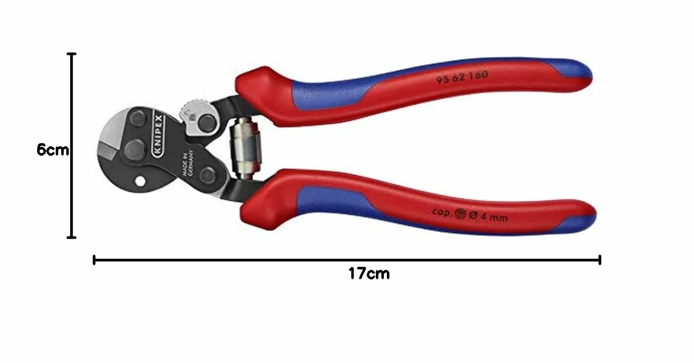KNIPEX Nożyce do lin stalowych przeznaczone także do lin stalowych o dużej wytrzymałości z osłonkami wielokomponentowymi 160 mm, 95 62 160