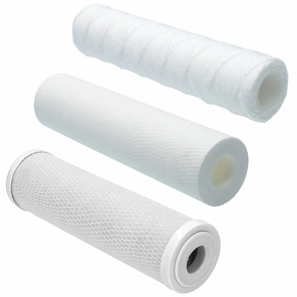 Wessper Zestaw 15 filtrów do wody 10 cali | uniwersalne wkłady do filtrów do wody domowej, filtr do wody ze studni: filtr strunowy, filtr piankowy, filtr z węglem aktywnym