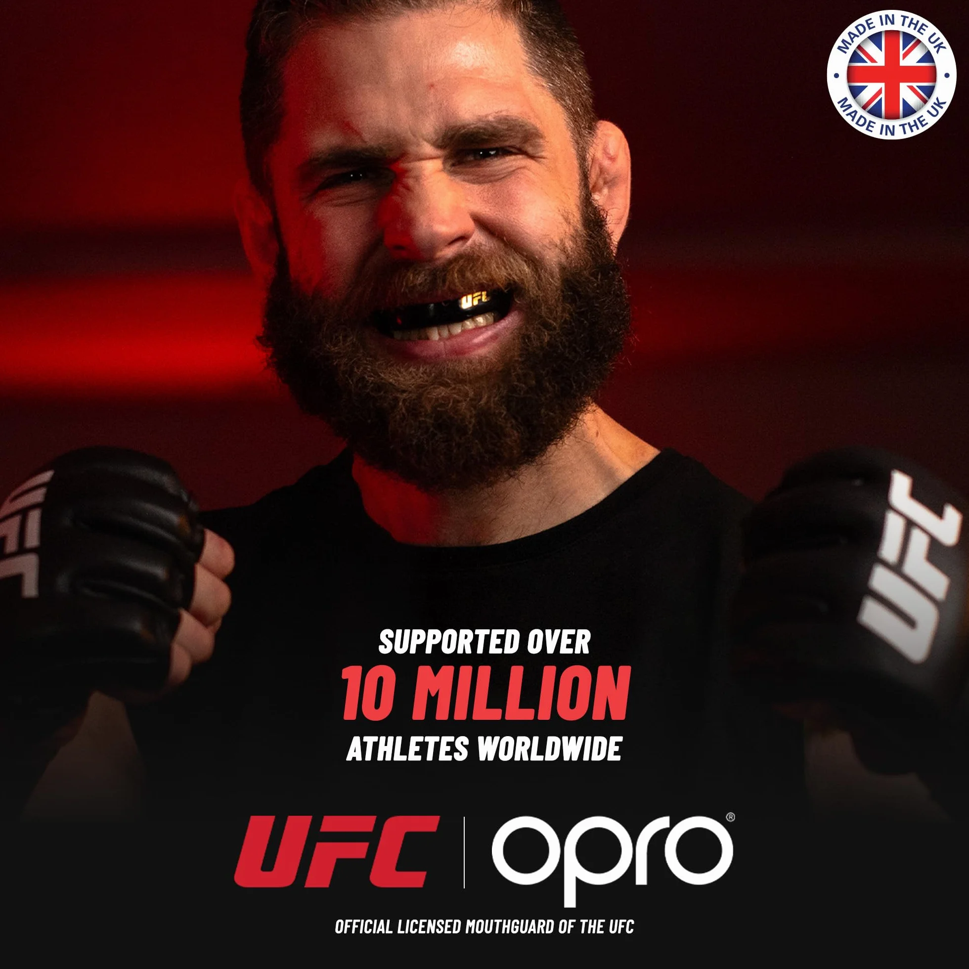 OPRO Bronze Level UFC sportowa osłona na zęby dla dorosłych i młodzieży z etui i urządzeniem montażowym, osłona dziąseł do UFC, MMA, boksu, BJJ i innych sportów walki (czerwona, dla dorosłych)