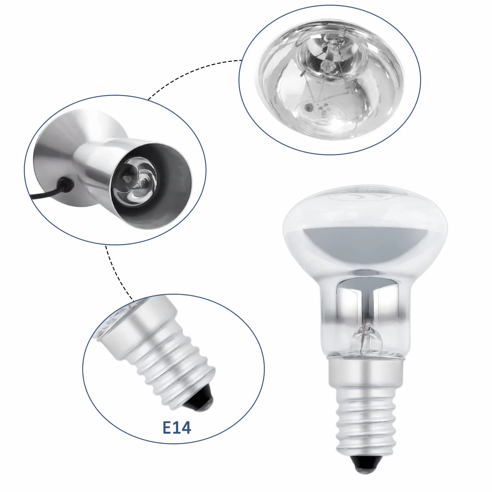 Caldarax Lampa lawowa, żarówka E14 R39, możliwość ściemniania, 25 W, lampa lawowa, reflektor AC 240 V, ciepła biel 2700 K, 250 lm, lampa grzewcza R39, lampa reflektorowa, lampa błyskowa, lampy fusion