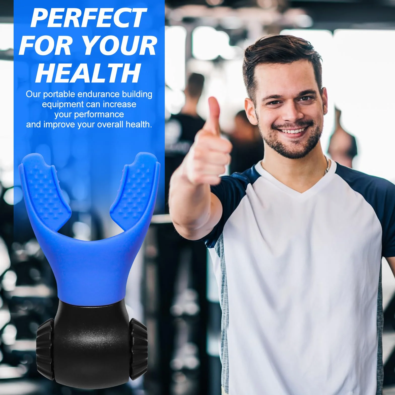 oxyfit Oxyfit trener oddychania, trener oddechu, płuc, trener oddechowy, trener ćwiczeń oddechowych z regulowanymi opornikami dla zwiększenia wytrzymałości oddechowej – niebieski