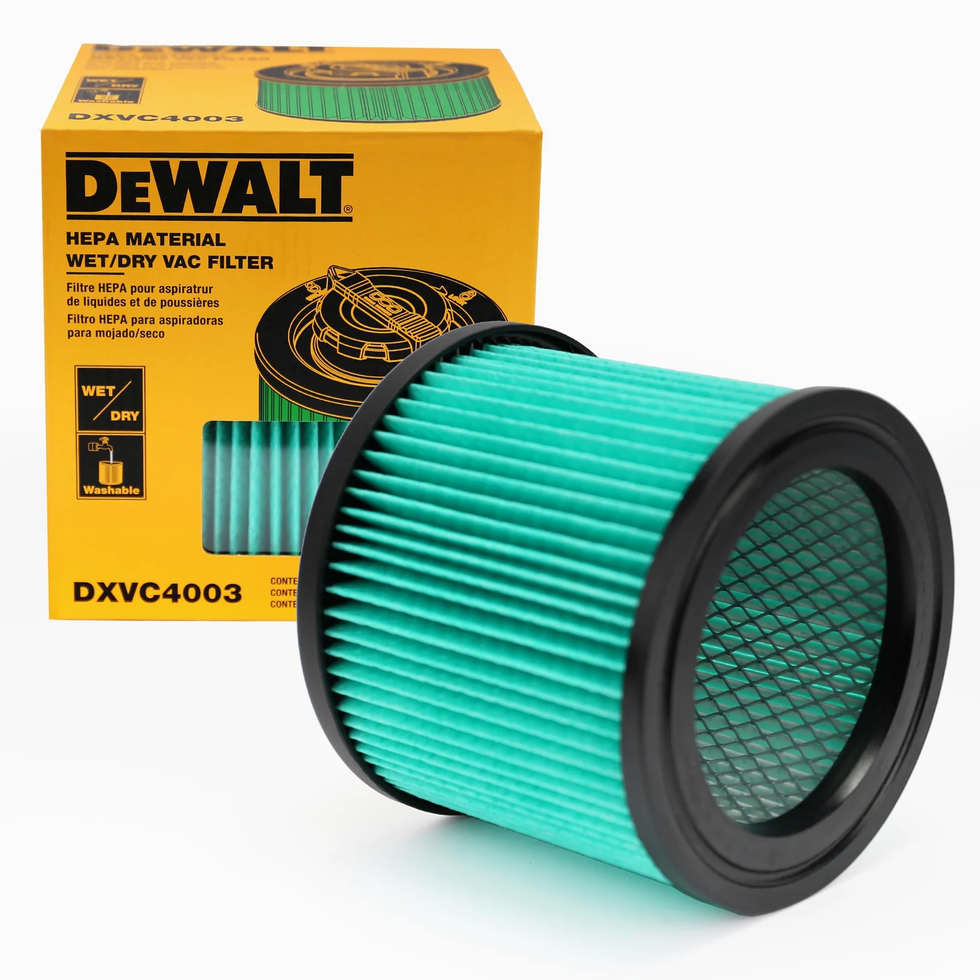 DeWalt DXVC4003 Filtr kasetowy HEPA, pasuje do odkurzaczy na mokro/na sucho, kompatybilny z odkurzaczami DeWalt DXV04T, DXV05P, DXV05S, DXV08S, DXV06G odkurzacze do mokrej i suchej