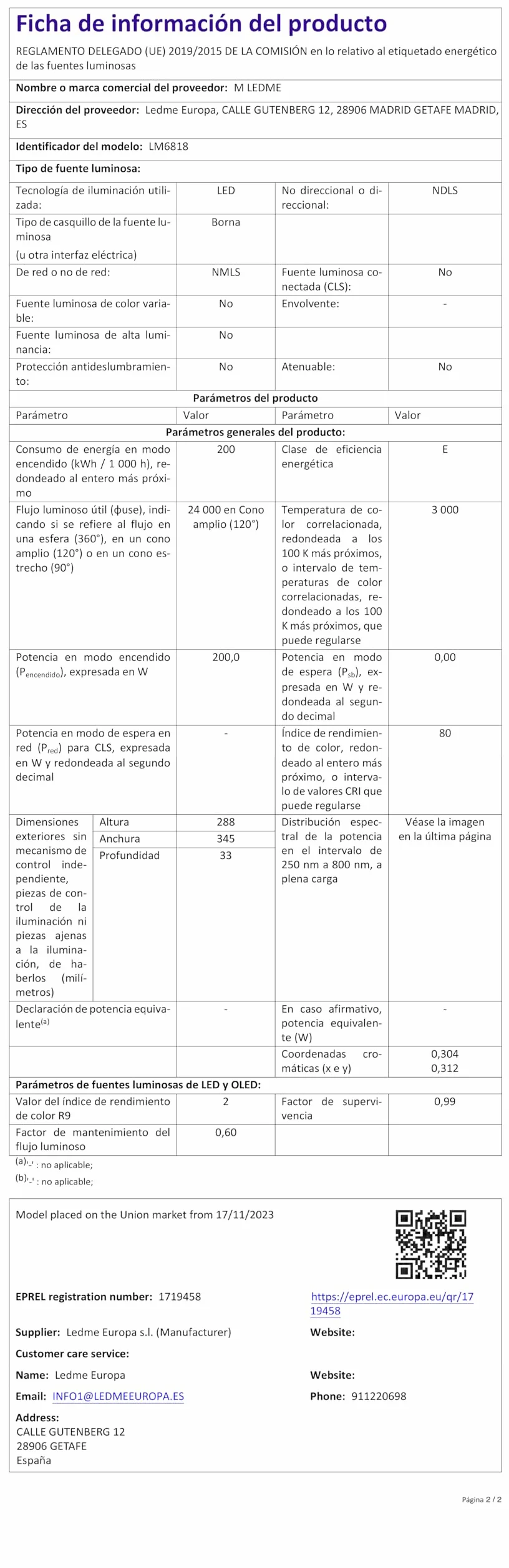 Reflektor LED 200W 24000 lm IP65 ściemnialny ciepłe światło 3000K Napoli Plus