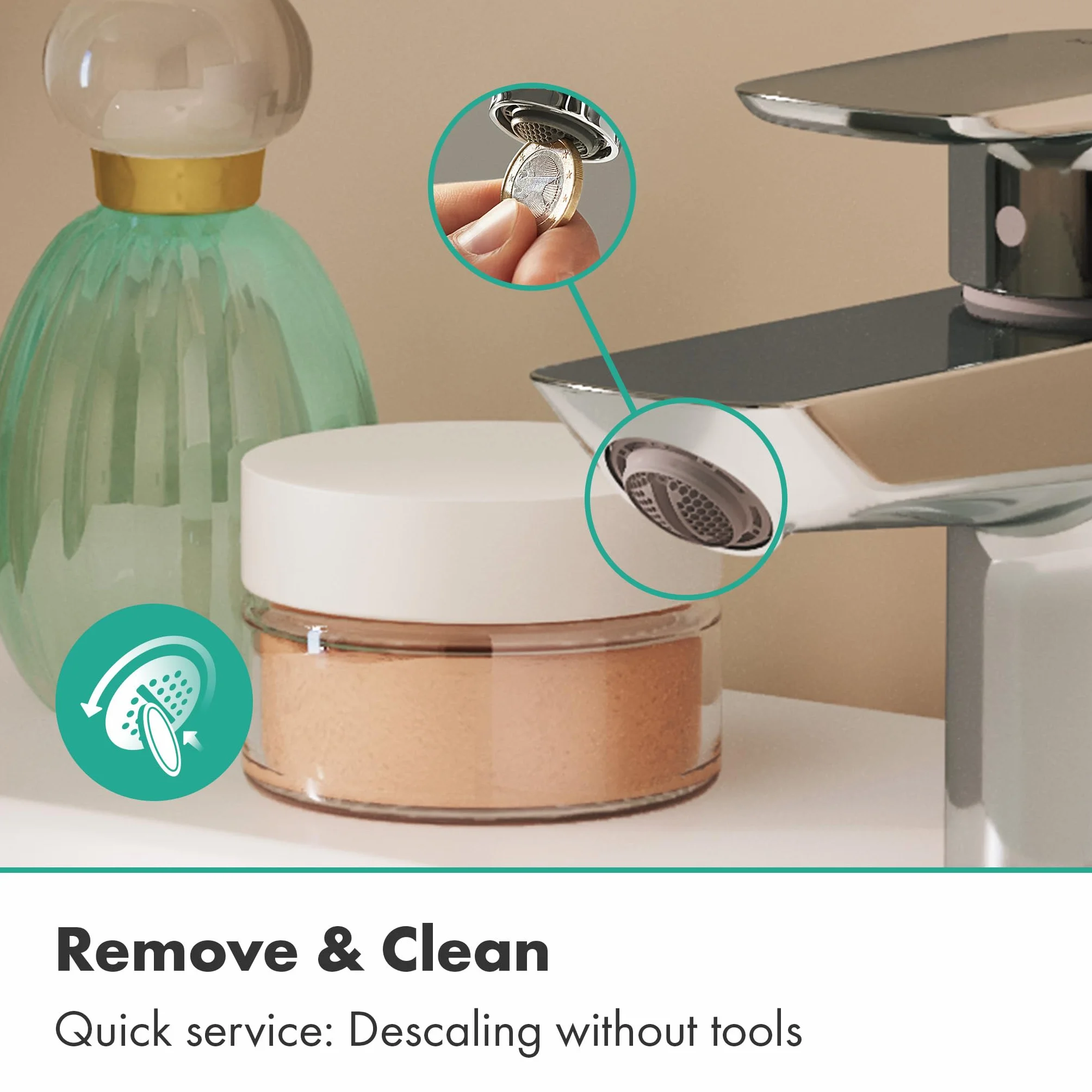 hansgrohe Neovis Q 71339000 bateria umywalkowa do zimnej wody bez odpływu, kran dla gości, WC z wylewką, wysokość 63 mm, bateria mieszakowa do umywalki oszczędzająca wodę (EcoSmart), chrom, 71339000