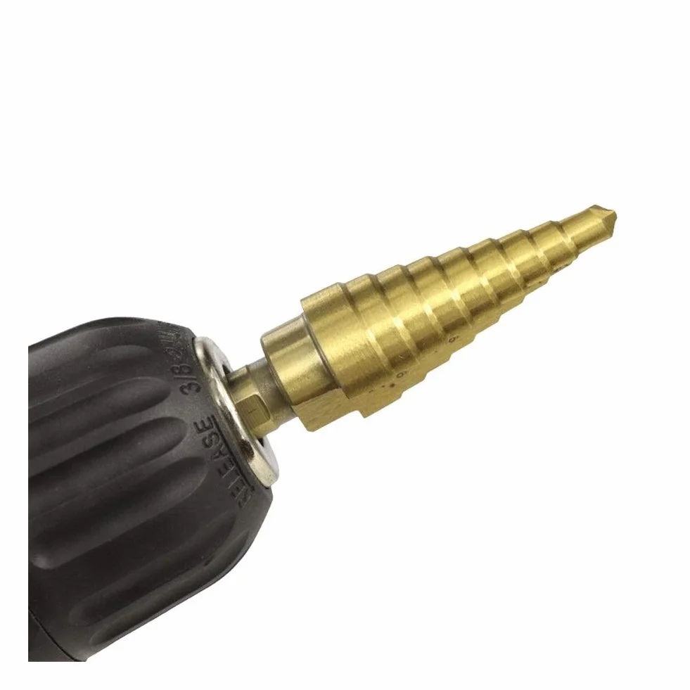Wiertła stopniowe 1/8 "-3/4" Calowe wiertło stopniowe Wiertło HSS ne pokryte tytanem Wiertło do otworów w drewnie/metalu Wiertło stopniowe (kolor: okrągły zestaw z torbą) (zestaw sześciokątny z torb